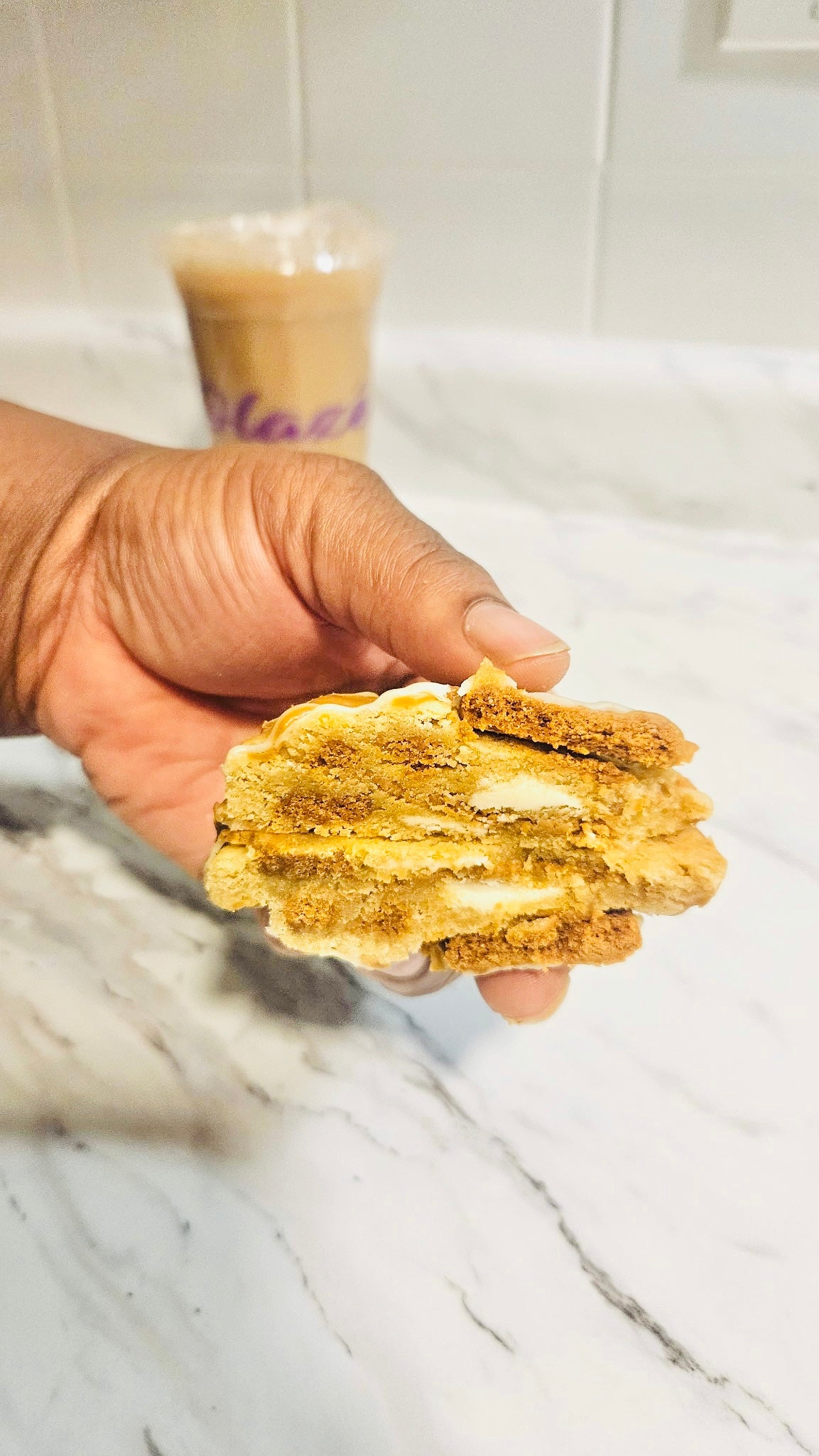 Biscoff White Chocolate Chunk Stuffed Cookies